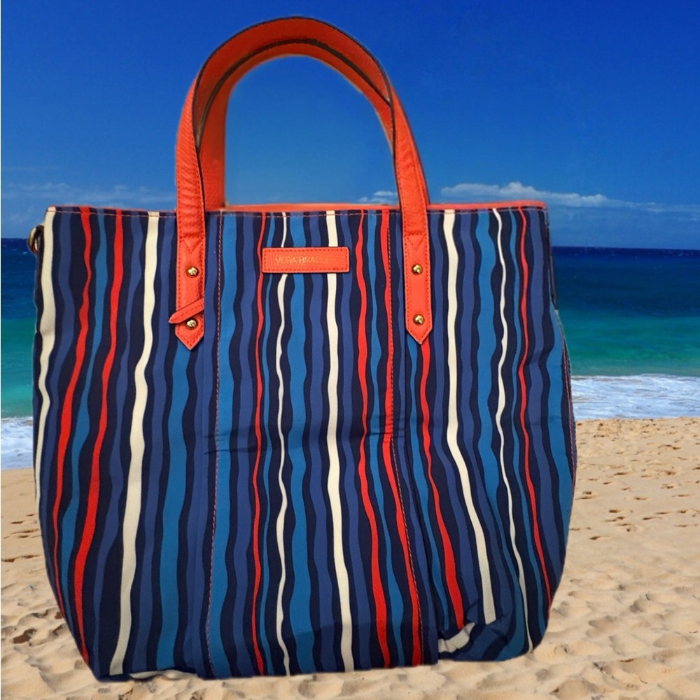 Vera Bradley Blue, Navy & Coral Striped Tote